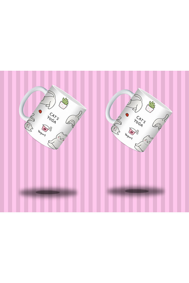 Cute Patterned Mug 330 ml | Minimal Drawing & Fun Design - 8