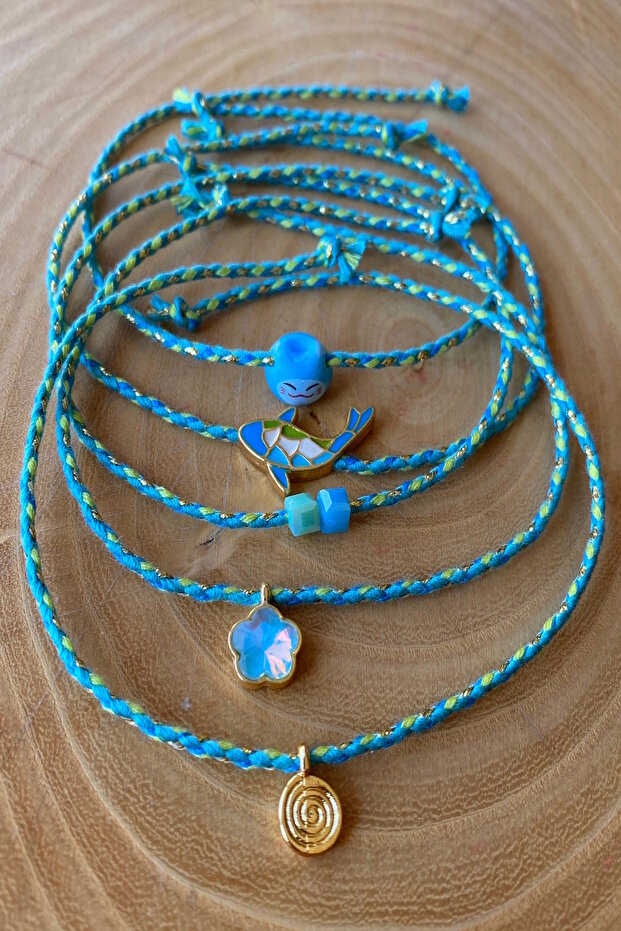 4-Pack Blue Luck and Money Cat Martenika Lucky Bracelet