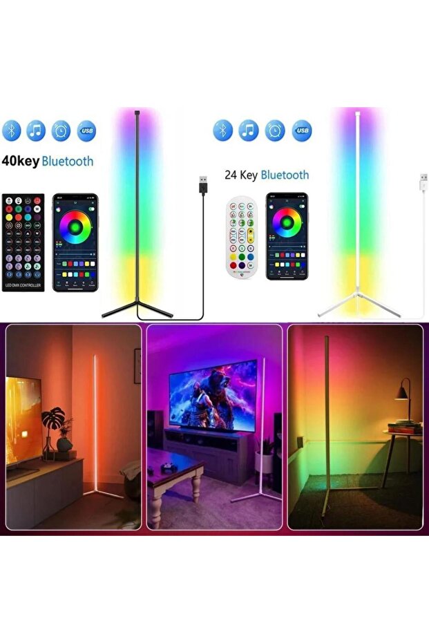 مصباح زاوية أرضي ذكي بتقنية LED - تحكم عبر التطبيق وتفاعل صوتي - 3