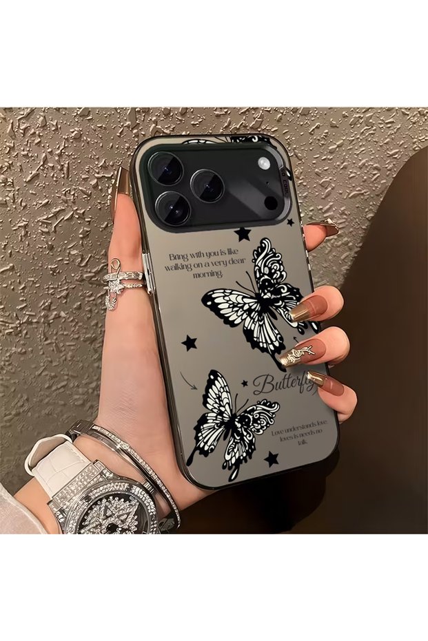 iPhone 17 Pro Max Compatible Butterfly Luxury Shock Absorbing Phone Case Mk01A