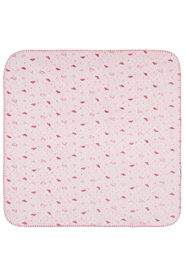 ميني داملا منقوش مطرز بطانية - وردي - 1