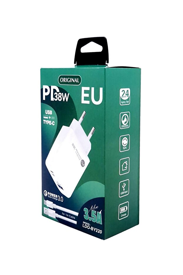 INCARCATOR 220V USB-A / TYPE C + CABLU IPHON - 4