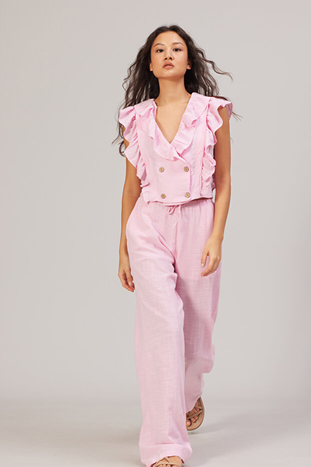 بلوزة بدون أكمام بتفاصيل أزرار - 4