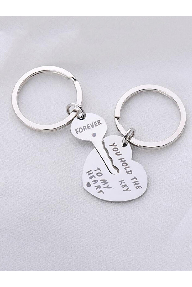 Forever Key to My Heart Couple Keychain