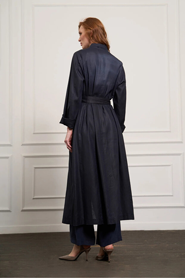 Nakış Detaylı Kot Pardesü - 3