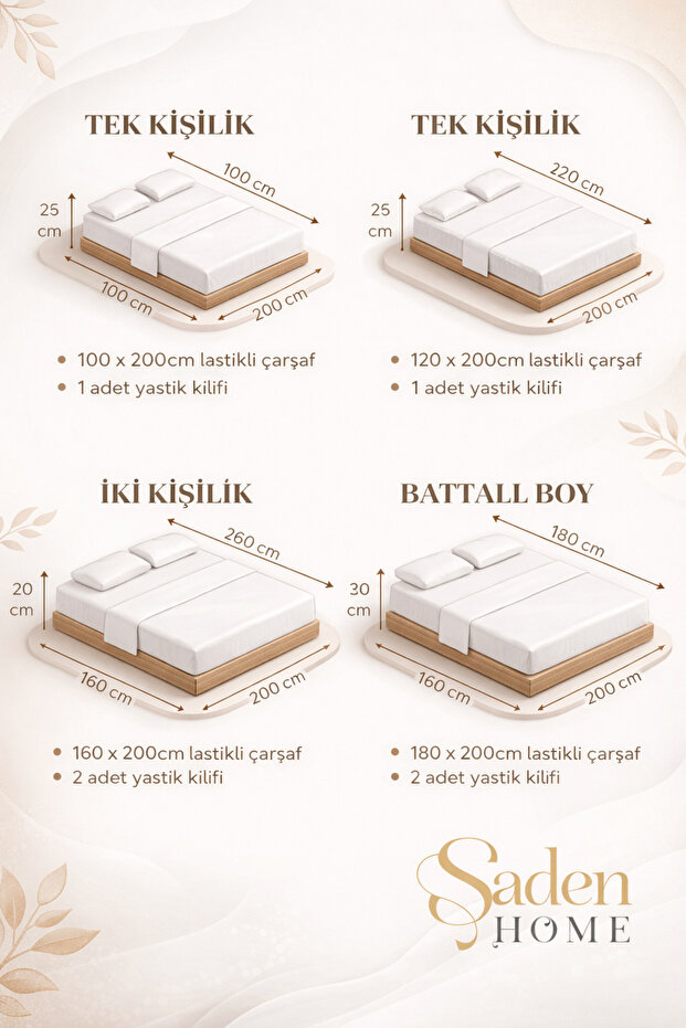 طقم ملاءات سرير مطاطية منقوشة من KARELİ - مقاس فردي/مزدوج/كبير الحجم - 4