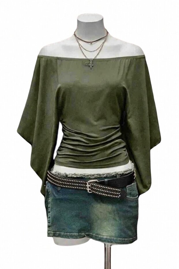 Madonna Collar Bat Sleeve Plain Gothic Blouse