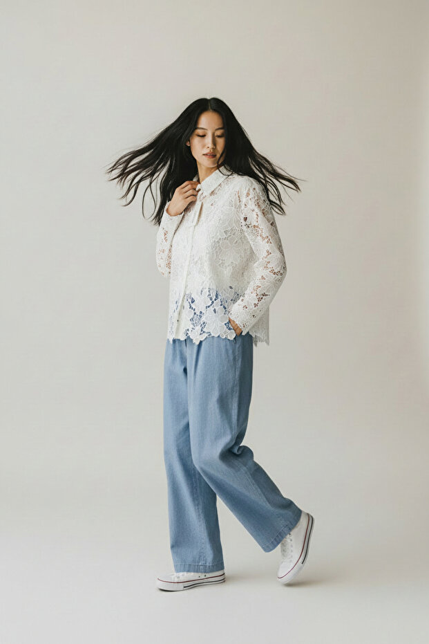 Luna Dantel Gömlek - 4