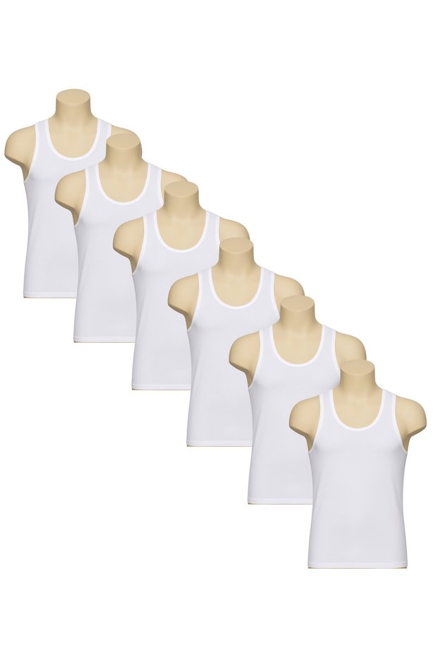 White Short Sleeve V-Neck – Men’s Undershirt Set – Soft 100% Cotton – Pack of 6