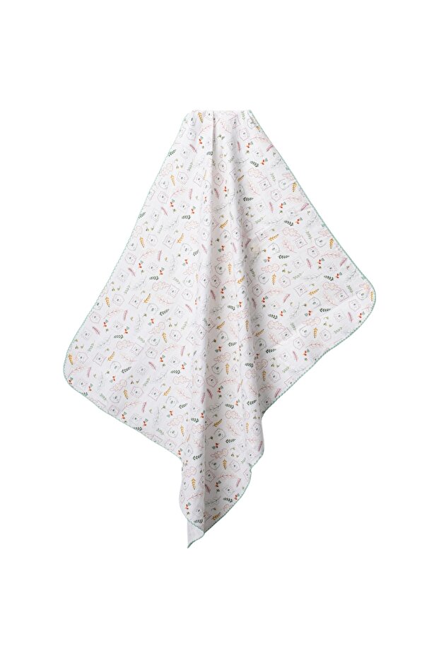 Teddy Bear Patterned Single Layer Muslin Blanket – 1 Month / 6 Months / 12 Months Unisex Baby Muslin Blanket