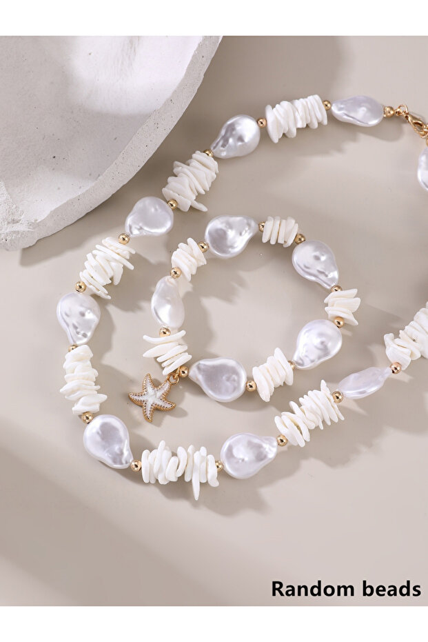 Shell Beaded Bracelet and Necklace Jewelry Set