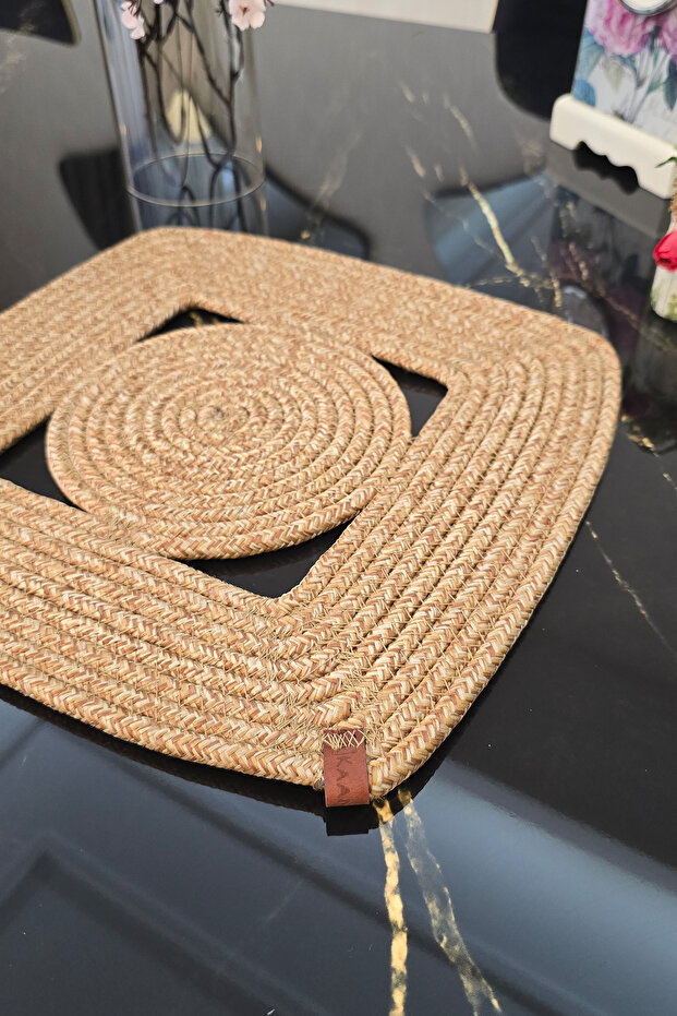 Beige Decorative Patterned Single Supla Handmade Stylish Table Coffee Table Presentation
