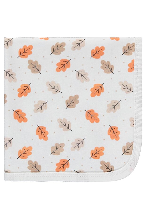 Leaf Print 80X90 Blanket - Ecru