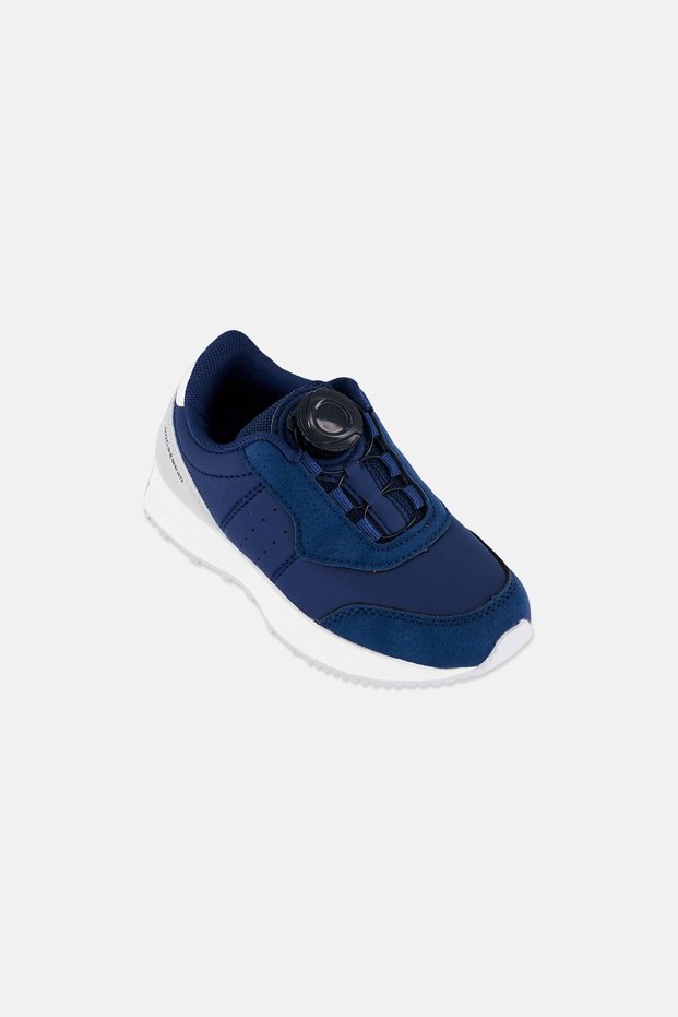 Toddlers Boy Brand Logo Lace Up Shoes, Navy