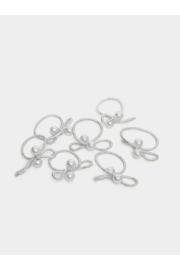 Set of 10 - Silver Pearl Hair Tie