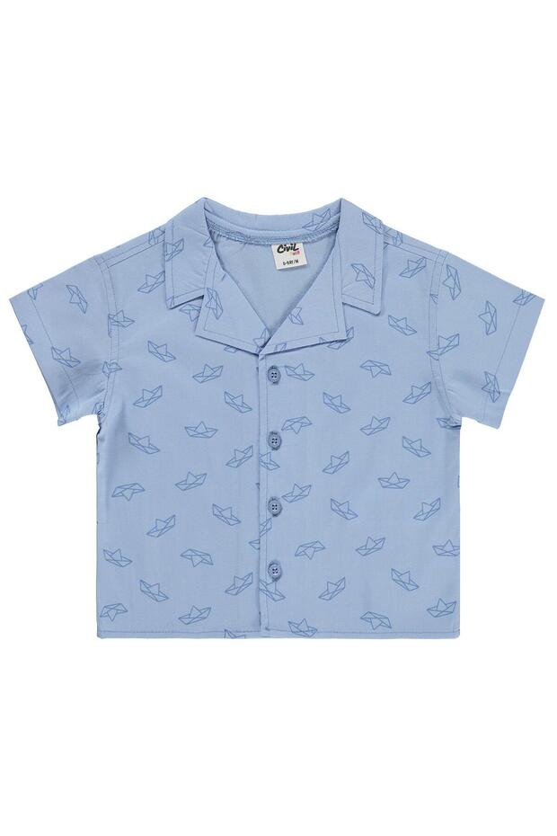 Sailboat Printed Shirt for 6-18 Months - Blue 18-24 Months