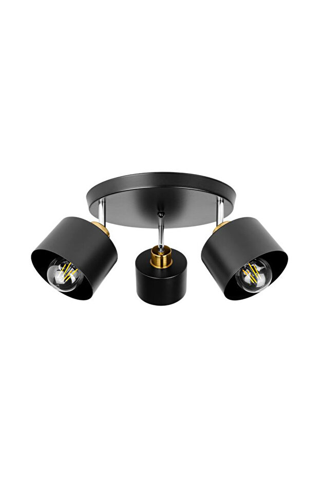 LED wall lamp, 3 E27 sockets, adjustable angle, base diameter 30 cm, black - 1