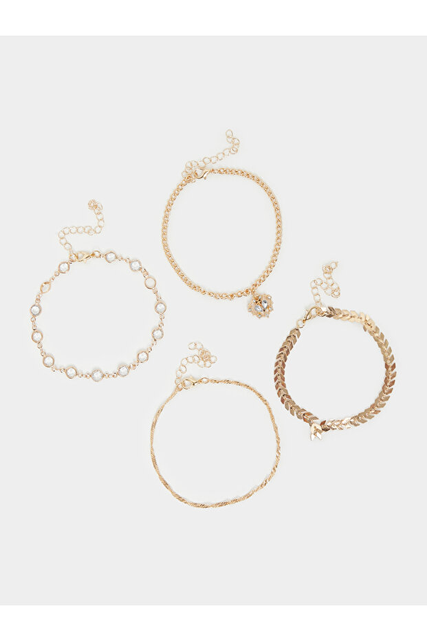 Set of 4 - Embellished Drop Anklet