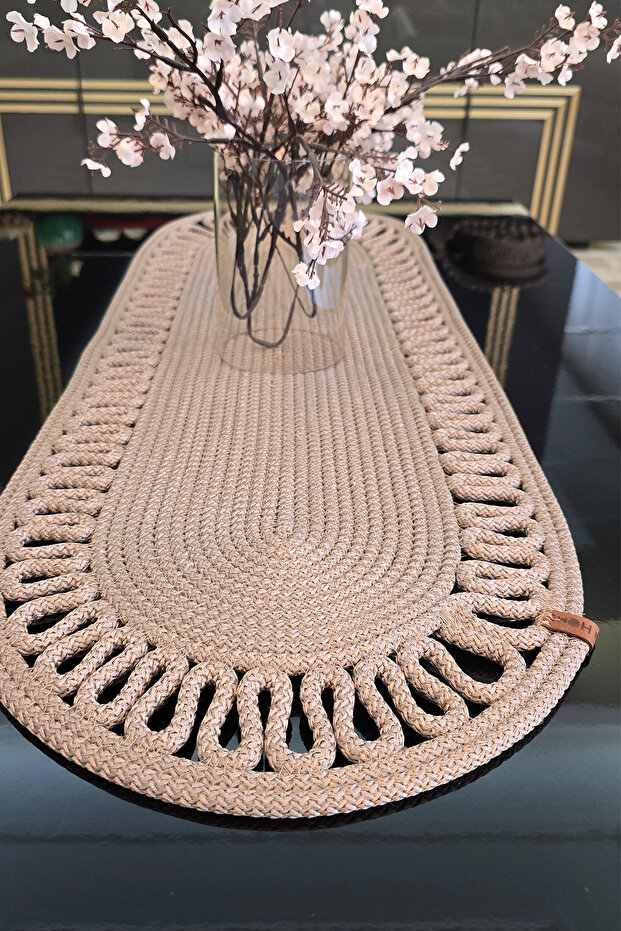 طاولة زينة مزخرفة مضفرة مقاس 35 × 100 سم، طاولة قهوة أنيقة، إكسسوار مائدة زينة