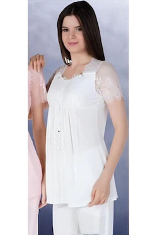 Lace Short Sleeve Women's Pajama Set