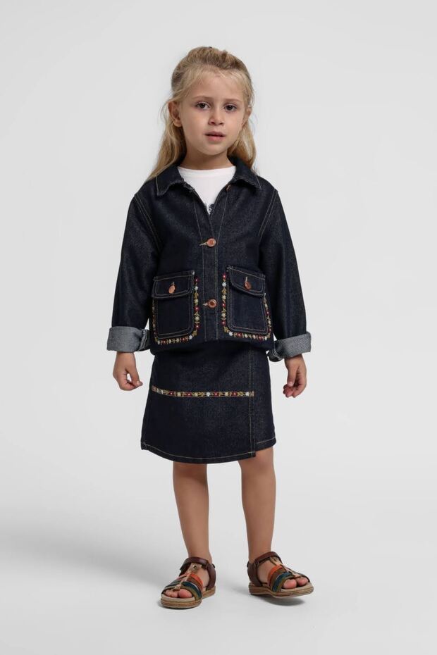 1-5 Years Old Moon Clara Girls' 3-Piece Set-Indigo