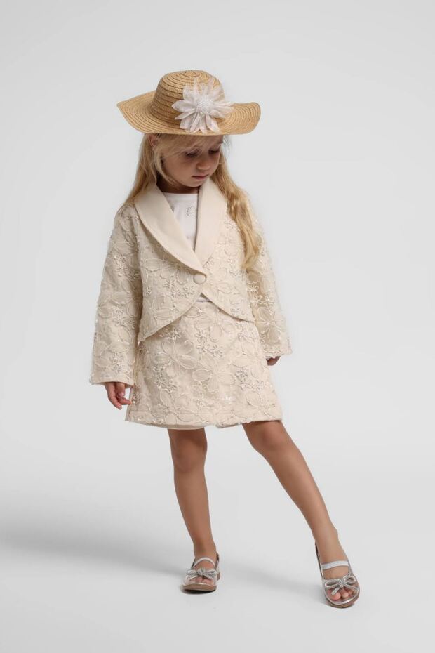 1-5 Years Old Pavlova Moderno Girl's 3-Piece Set-Latte