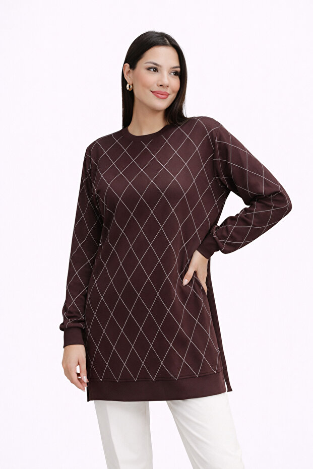 Patterned Long Sleeve Tunic – Diamond Flow - 2