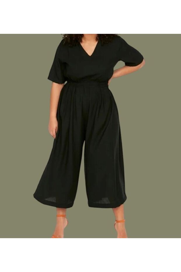 Siyah Bel Detaylı Tulum - 1