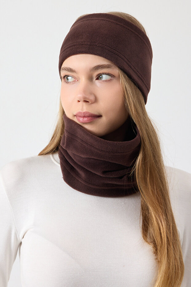 100% Micro Polar Flexible Multifunctional Neck Collar + Headband Women's Winter Set