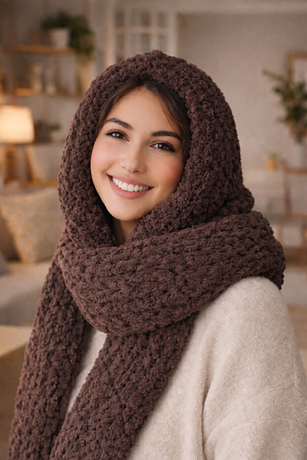 قبعة بالاكلافا منفوشة (بدون أغطية للأذنين)، قبعة، وشاح