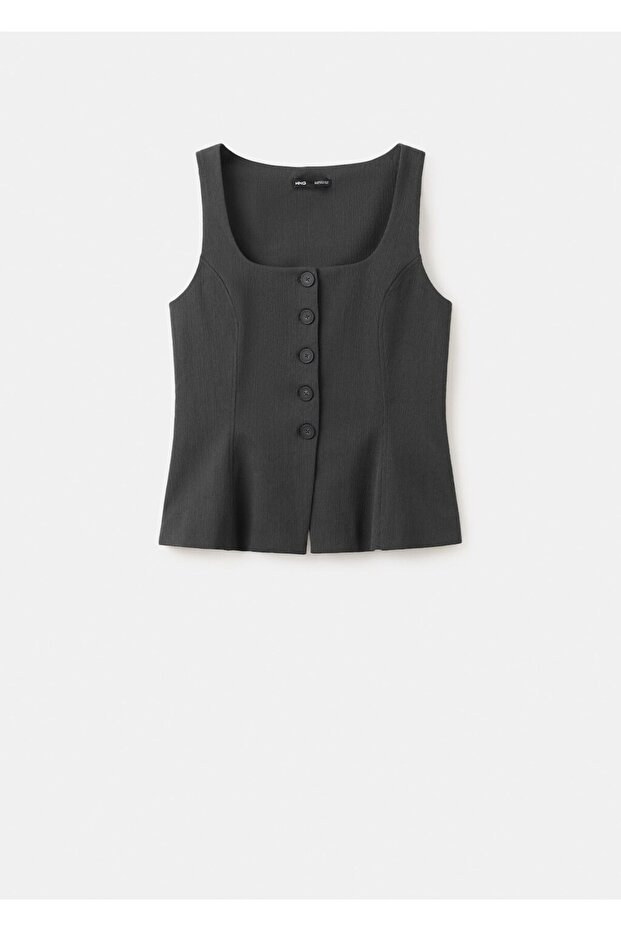 Düğmeli peplum yelek - 3