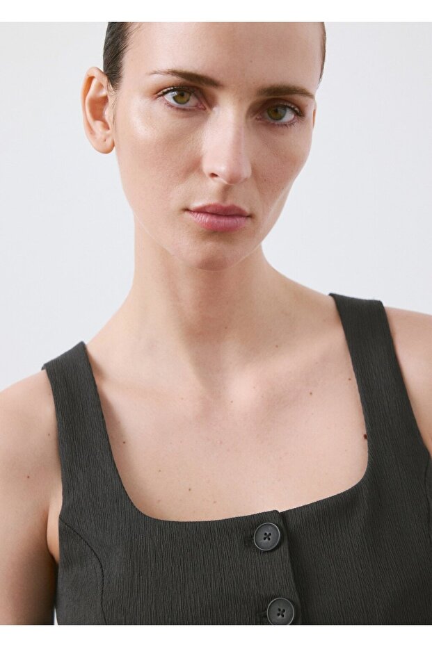 Düğmeli peplum yelek - 6