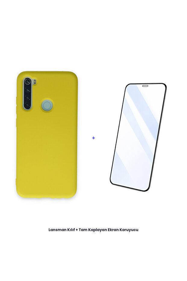 حافظة إطلاق Redmi Note 8 + مجموعة واقي شاشة مضاد للكهرباء الساكنة - أصفر - 1