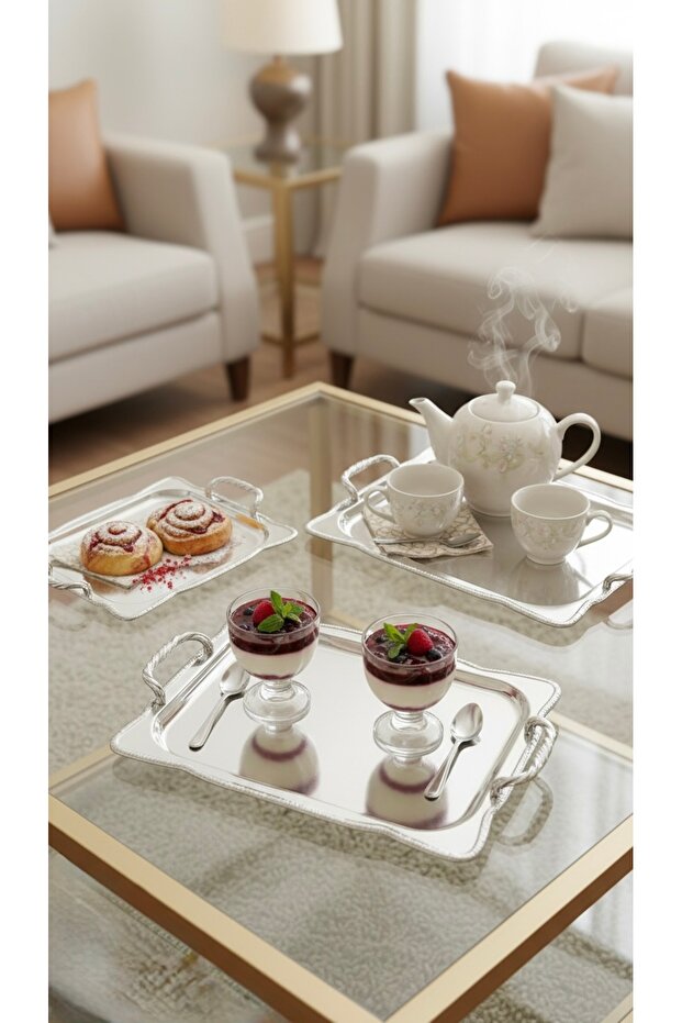 Multi-purpose serving tray set - 4
