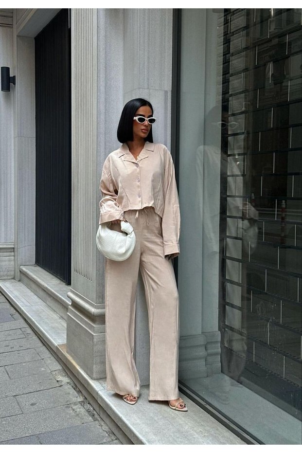 Women's Slim Fit Modal Fabric Shirt and Pants Bottom-Top Set