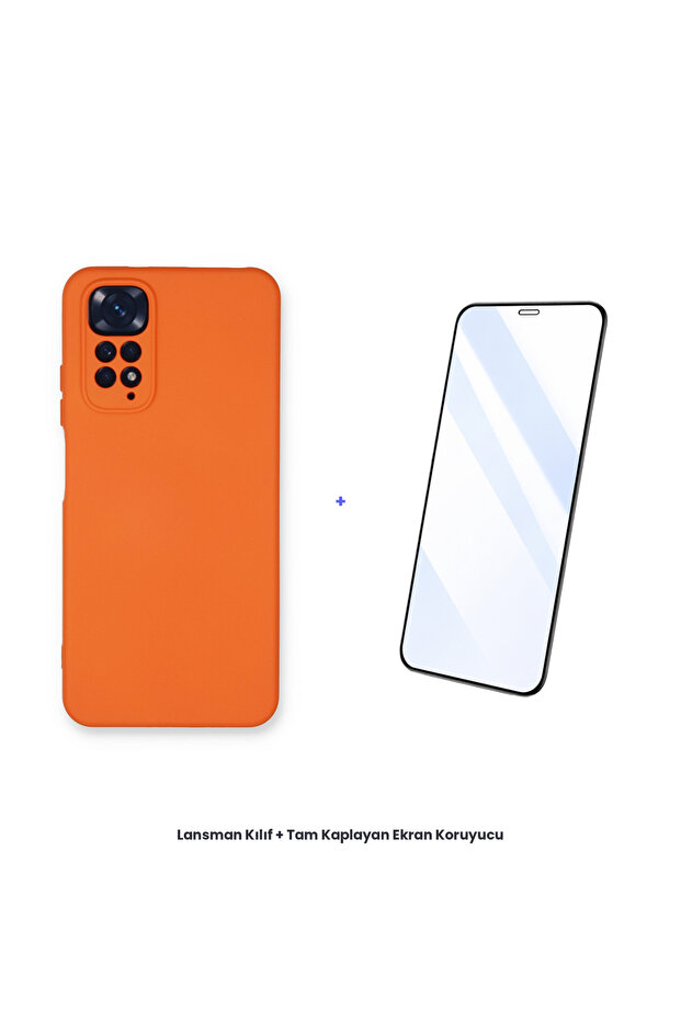 حافظة إطلاق نار لهاتف Redmi Note 11 + مجموعة واقي شاشة مضاد للكهرباء الساكنة - برتقالي - 1