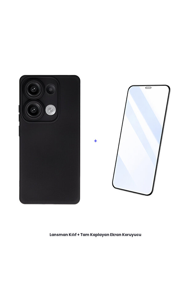 حافظة Redmi Note 13 4G + مجموعة واقي شاشة مضاد للكهرباء الساكنة - أسود - 1