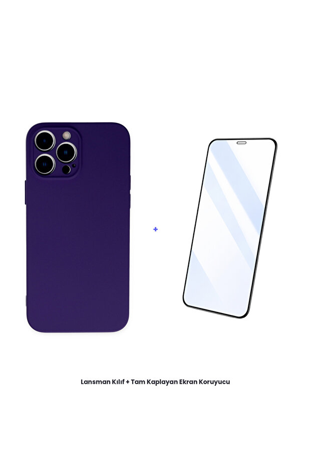 حافظة إطلاق نار لهاتف آيفون 13 برو + مجموعة واقي شاشة مضاد للكهرباء الساكنة - أرجواني - 1