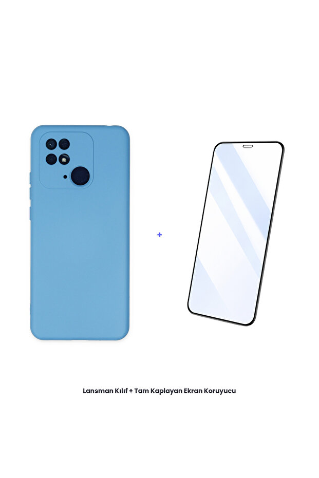 حافظة Redmi 10C + مجموعة واقي شاشة مضاد للكهرباء الساكنة - أزرق - 1