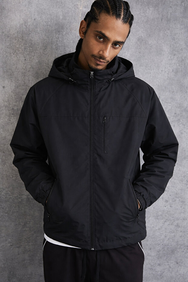 Men's Premium Comfort Oversize Black Raincoat & Windbreaker