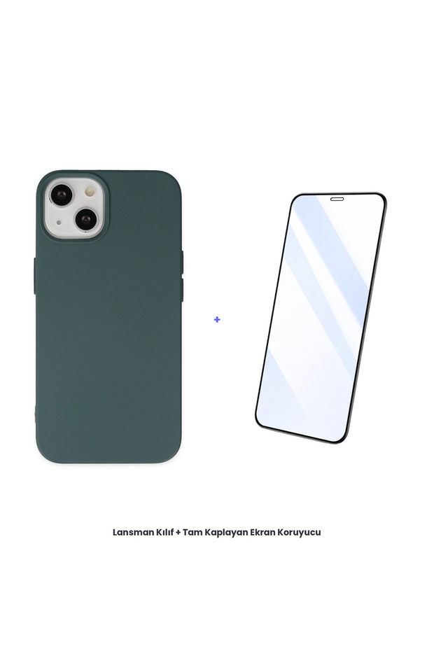 حافظة إطلاق نار لهاتف آيفون 14 بلس + مجموعة واقي شاشة مضاد للكهرباء الساكنة - أخضر داكن - 1