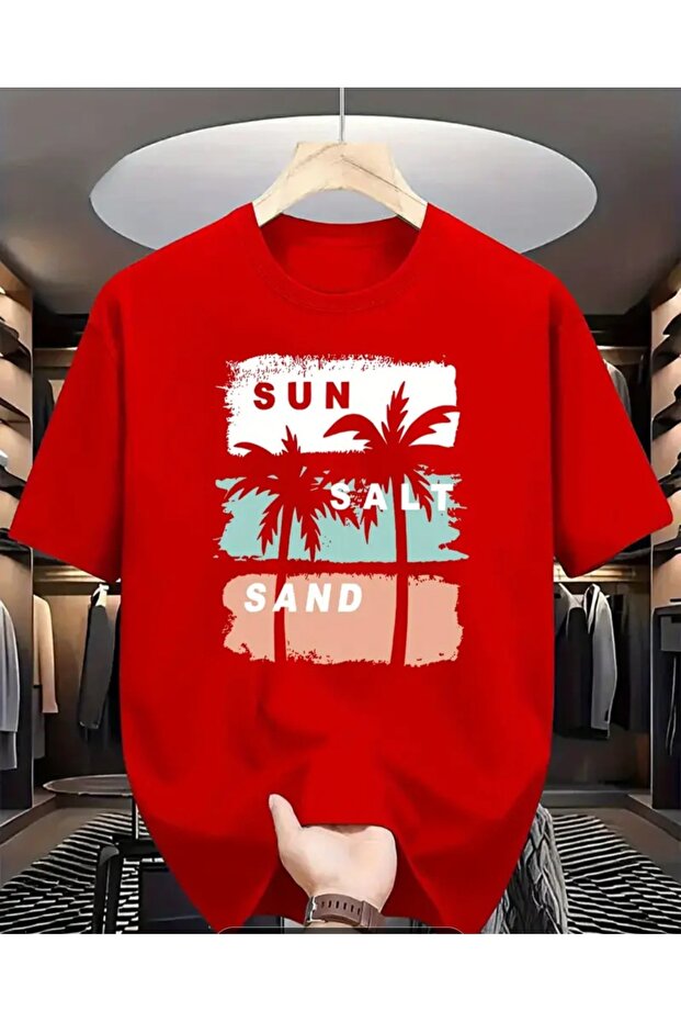 T-Shirt, Summer, Beach, Palm Tree, Printed, Everyday, Touristy, Comfortable, Cotton, Men's