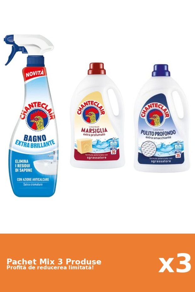Set 3 Mix Chanteclair: 1 Anticalcar, 2 Detergent