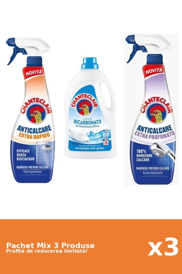 Set 3 Mix Chanteclair: 2 Anticalcar, 1 Detergent
