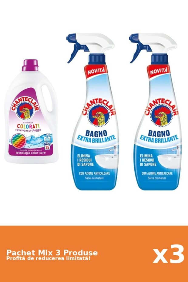 Set 3 Mix Chanteclair: 1 Detergent, 2 Anticalcar