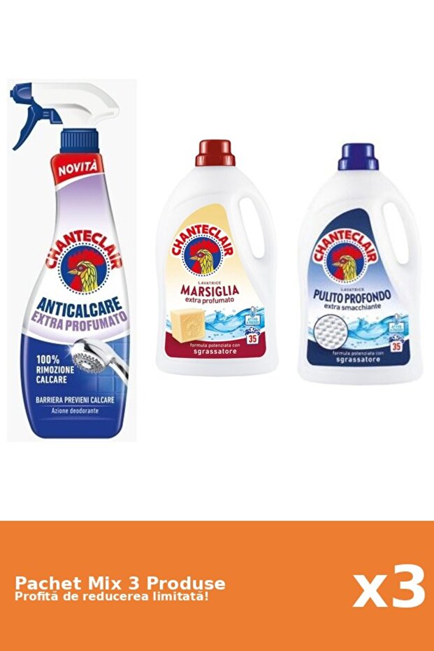 Set 3 Mix Chanteclair: 1 Anticalcar, 2 Detergent - 1