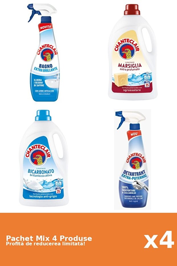 Set 4 Mix Chanteclair: 2 Anticalcar, 2 Detergent - 1