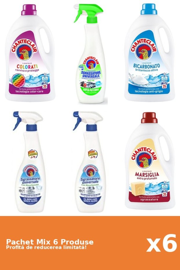 Set 6 Mix Chanteclair: 3 Detergent, 3 Degresant