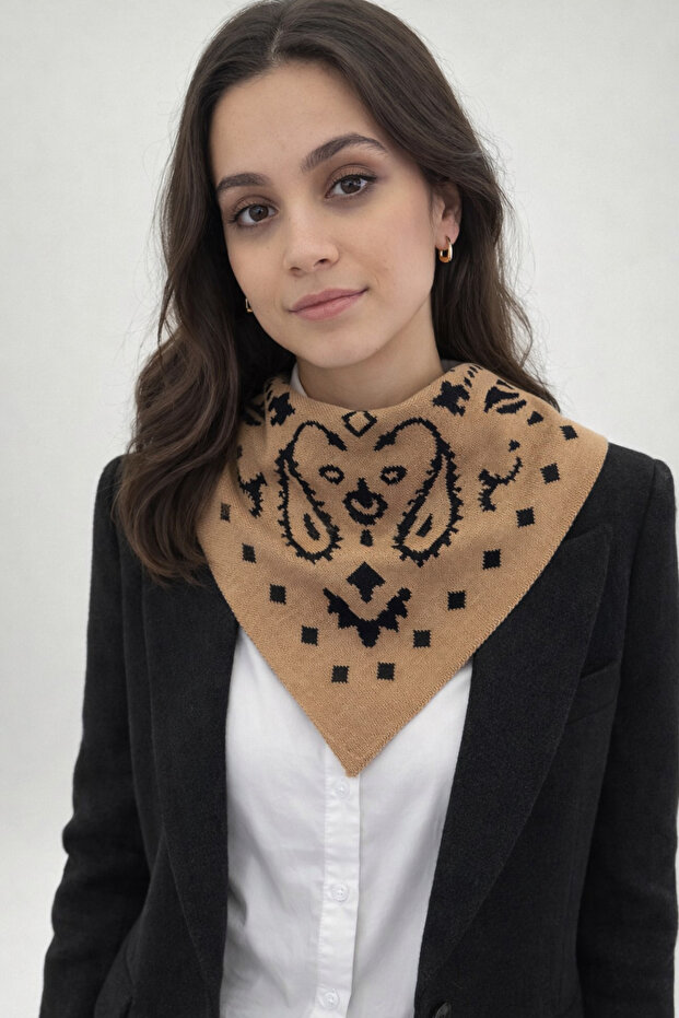 وشاح مثلث منسوج منقوش ذو وجهين - 2