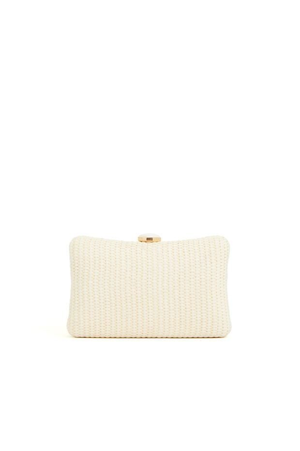 Bej Kadın Hasır Clutch - 4